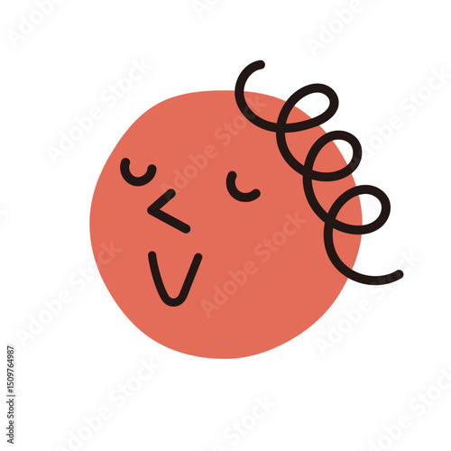 Simple cute happy expression face painted on a circle. Abstract hand drawn vintage style vector illustration