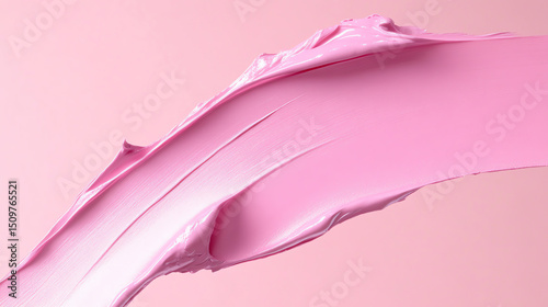 A smooth, flowing stroke of pink paint on a soft pink background, perfect for creative and artistic projects.
