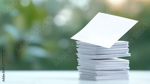A stack of blank paper sheets represents creativity and innovation, perfect for design, writing, or office tasks.