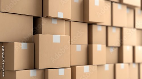 A stack of cardboard boxes neatly arranged, symbolizing storage, logistics, and the efficiency of the supply chain in modern industry.