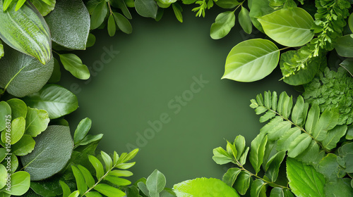 A vibrant collection of green leaves showcasing various shapes and textures, perfect for nature-themed designs and backgrounds.