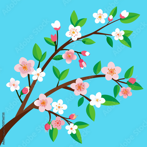 Cherry Blossom Tree in Spring. A Delicate Floral Image