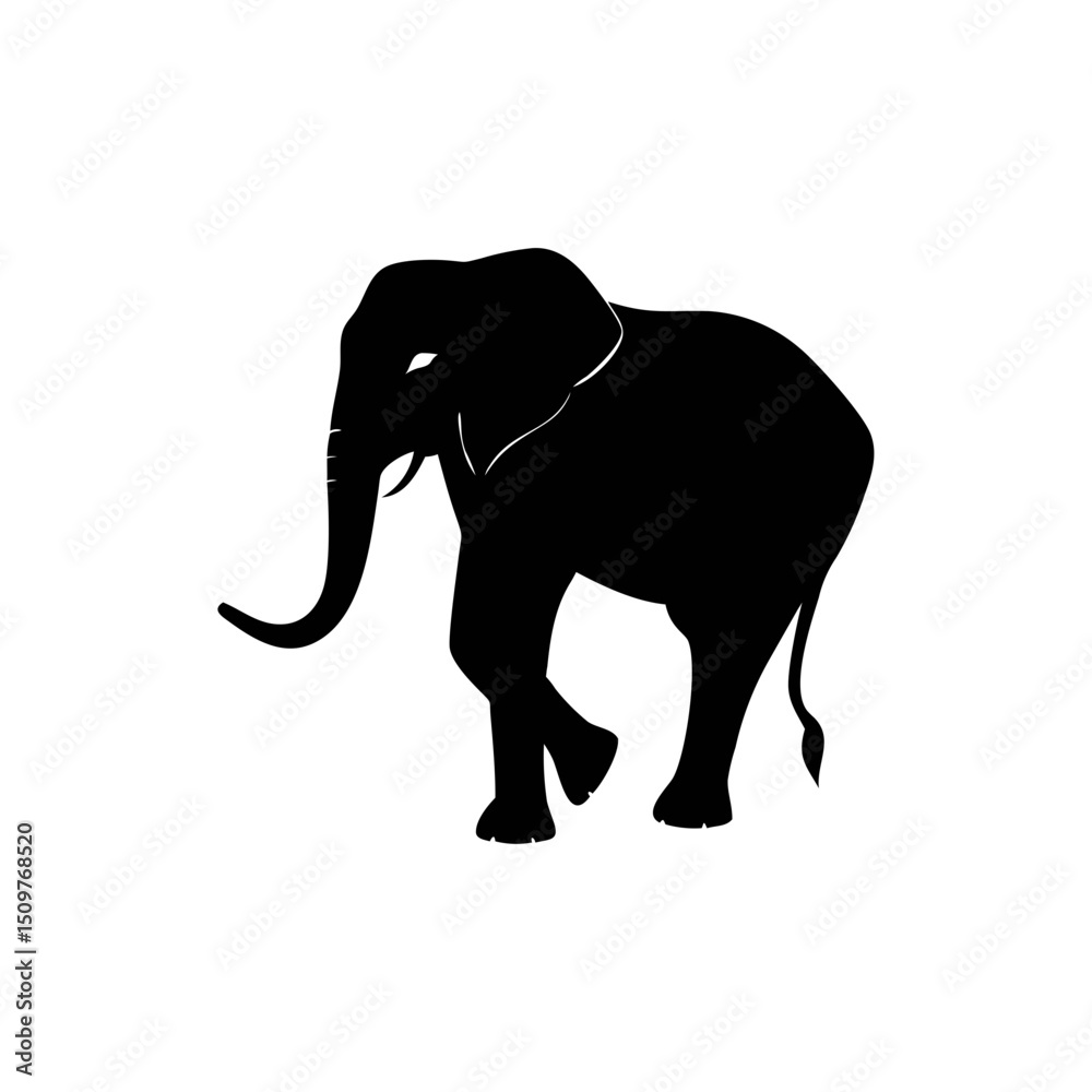 Fototapeta premium Elephant silhouette, vector silhouette of an animal on a white background
