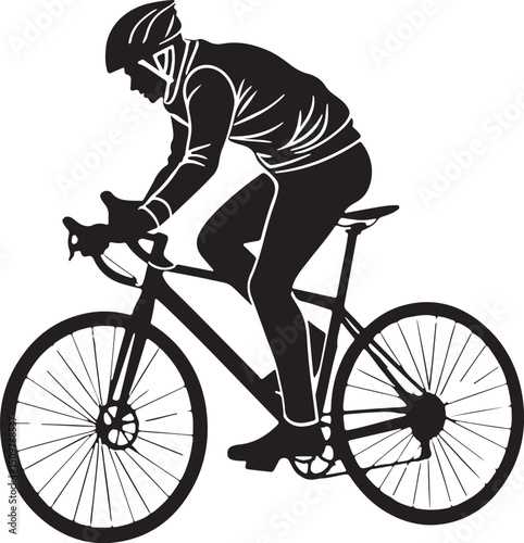 Silhouette bicycle ride on a man