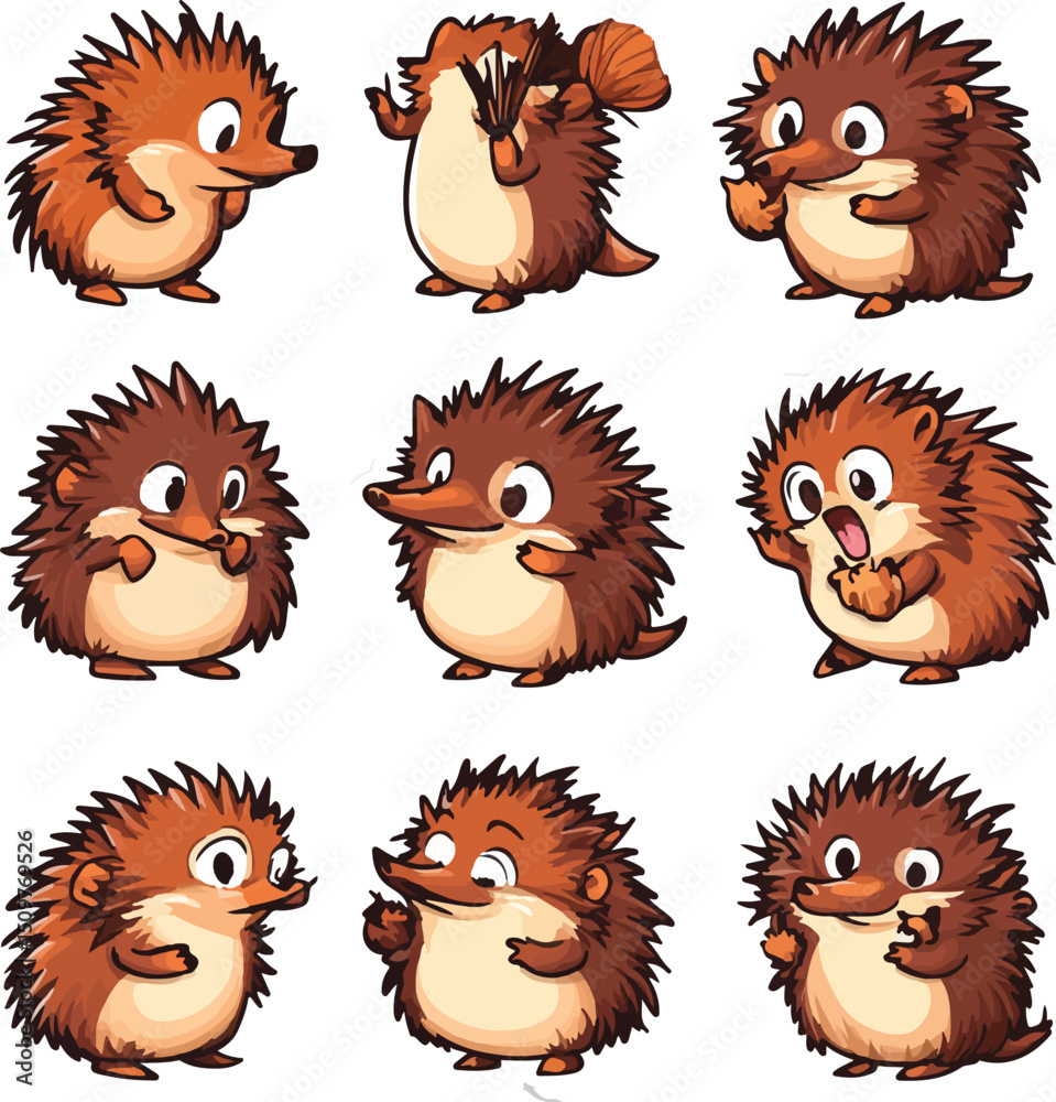 Fototapeta premium Cartoon lemur,cartoon character set with various fun emotions and poses