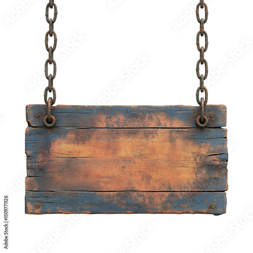 signboard hanging on a chain, isolated from the [Transparent Background PNG].