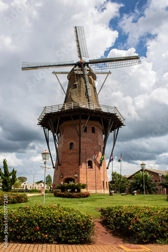 Dutch windmill replica in Holambra, Sao Paulo state. Holambra is the major flower production and dutch immigrant citizens in Brazil.