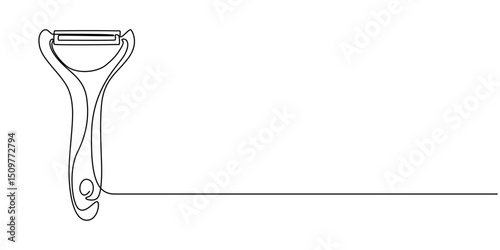 Peeler kitchen continuous line. Continuous one line drawing Peeler kitchen. Kitchen, equipment concept. single line drawing, Peeler kitchen continuous line. Continuous one line drawing Peeler kitchen.