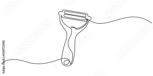 Peeler kitchen continuous line. Continuous one line drawing Peeler kitchen. Kitchen, equipment concept. single line drawing, Peeler kitchen continuous line. Continuous one line drawing Peeler kitchen.
