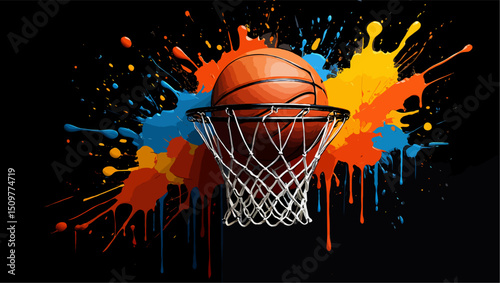 basketball hoop paint splash