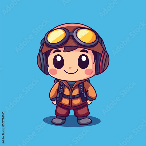 Cheerful Cartoon Climber with Goggles and Backpack