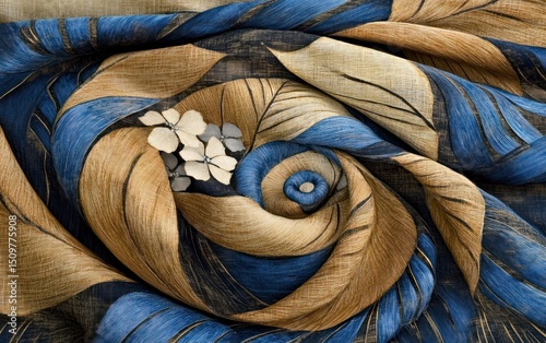 Textured fabric with swirling design photo