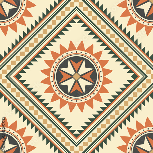 Southwest Native seamless pattern ethnic tribal Aztec geometric Navajo Native American fabric colorful designfor textile print