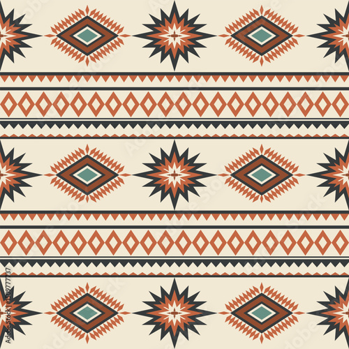 Southwest Native seamless pattern ethnic tribal Aztec geometric Navajo Native American fabric colorful designfor textile print