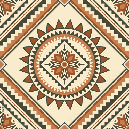 Southwest Native seamless pattern ethnic tribal Aztec geometric Navajo Native American fabric colorful designfor textile print