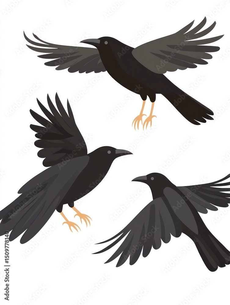 Obraz premium Three crows in flight