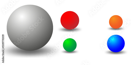 Colorful balls. 3d ball. Set of  glossy spheres and balls on a white background with a shadow. Vector illustration