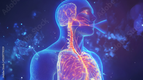 human respiratory system and oxygen animation