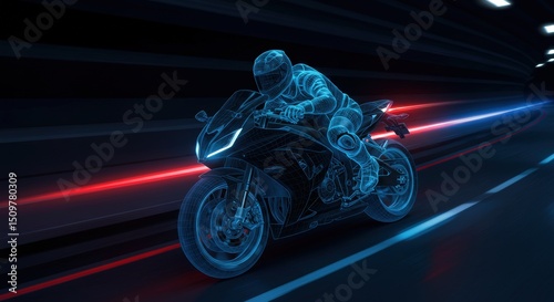 Motorcycle Speeding in Tunnel
