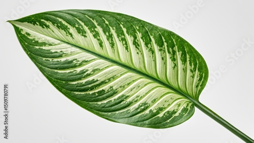 Sharp macro of Dieffenbachia leaf isolated, toxic houseplant known as dumb cane