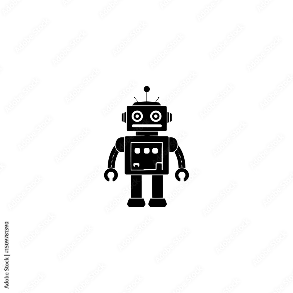 Naklejka premium Toy robot silhouette vector art illustration, robot vector illustration 