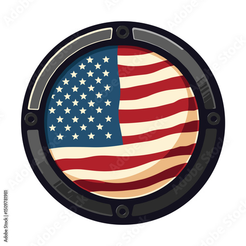 Bold manhole cover with American flag, pop art expression