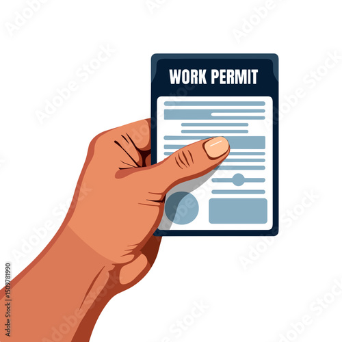 Hand holding work permit in pop art style, symbolizing pride