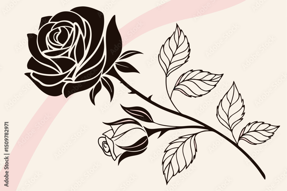 Minimalist Rose Silhouette Design Minimalist Rose Silhouette Design