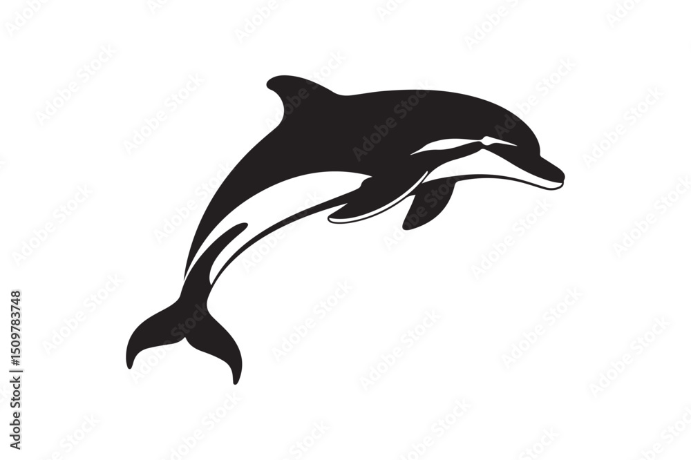 Fototapeta premium Dynamic Black and White Dolphin Logo Design - Graceful Marine Life Symbol