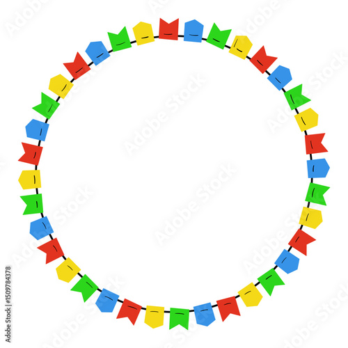 Colorful Bunting Flag Circle Border