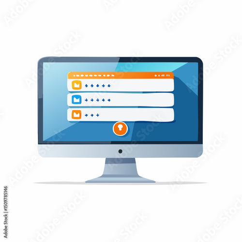 A minimalist vector showing a computer login screen used in secure software systems, ideal for tech and app visuals.