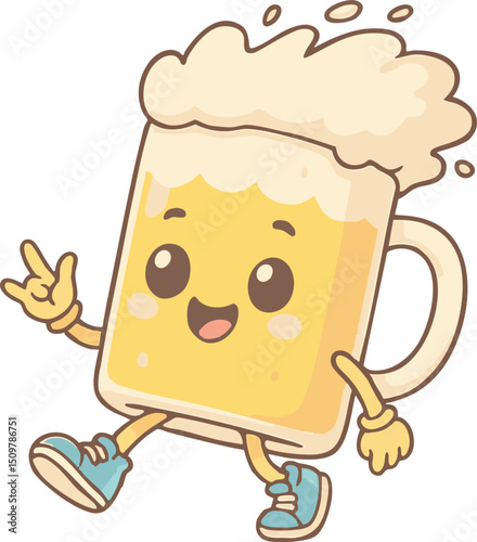 Ilustración tierna de cerveza con actitud positiva 