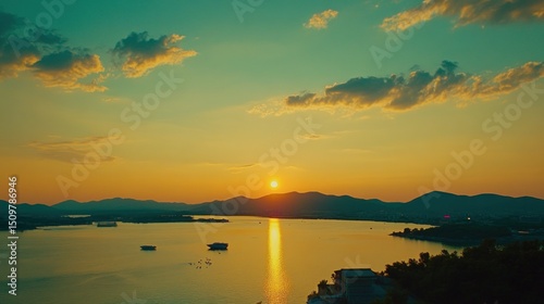 Sunset over a lake