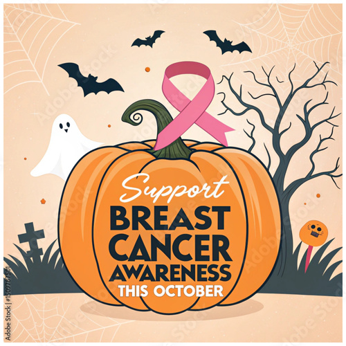 halloween background with pumpkins  and bat vector silhouette 
