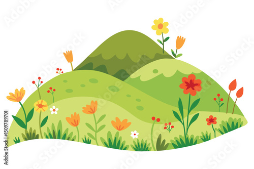 Hill with wildflowers