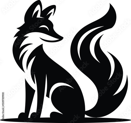 AA striking black silhouette of a fox, showcasing its graceful form and bushy tail. This stylish design embodies the essence of the wild and is perfect for nature-themed projects.