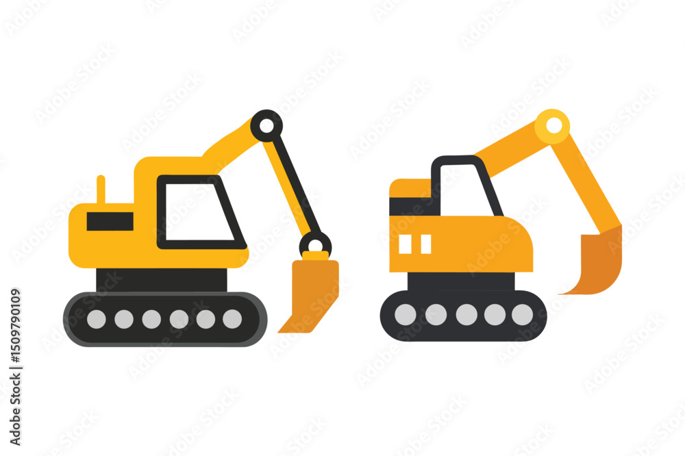 Excavator Icons Yellow Construction Vehicles, Heavy Machinery, Digger Illustrations for Engineering Projects, Construction Site Graphics, and Industrial Designs Excavator Icons Yellow Construction Vehicles, Heavy Machinery, Digger Illustrations for Engineering Projects, Construction Site Graphics, and Industrial Designs