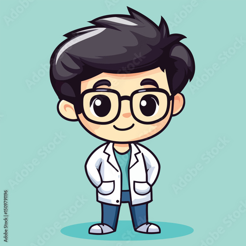 Cheerful Cartoon Doctor with Glasses and Lab Coat (3)