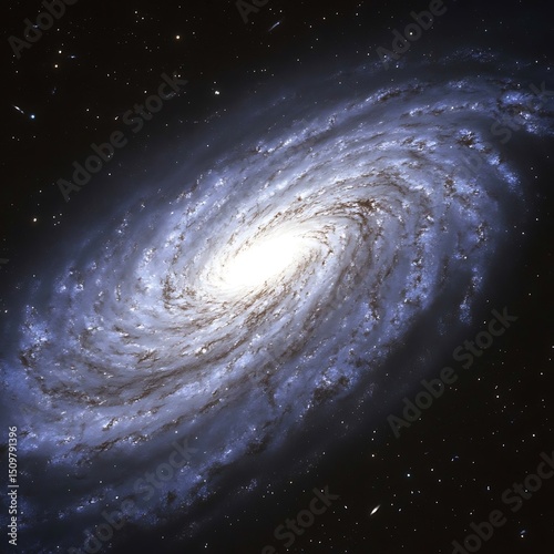 A beautiful spiral galaxy shows its majestic form in space