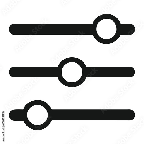 Simple Slider Control Icons in Solid Outline and Flat Styles with Horizontal Vertical and Minimal Designs