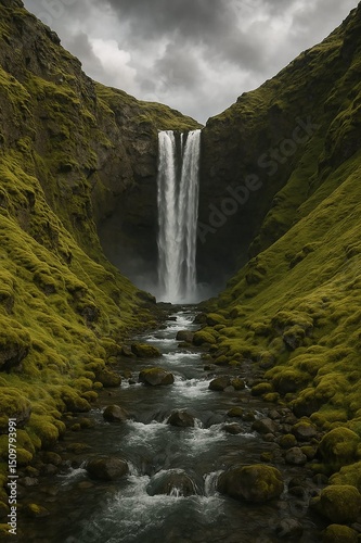 Beautiful waterfalls cascade down mountains, creating stunning natural landscapes