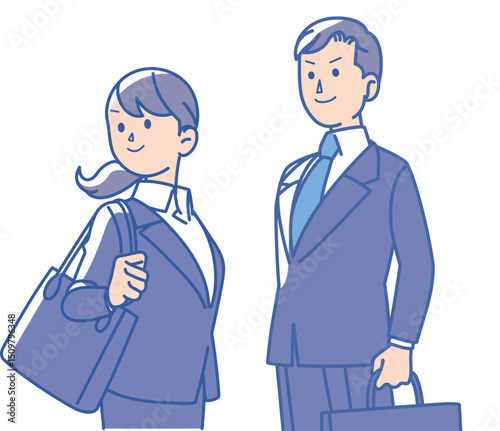 スーツ姿の男女のイラスト