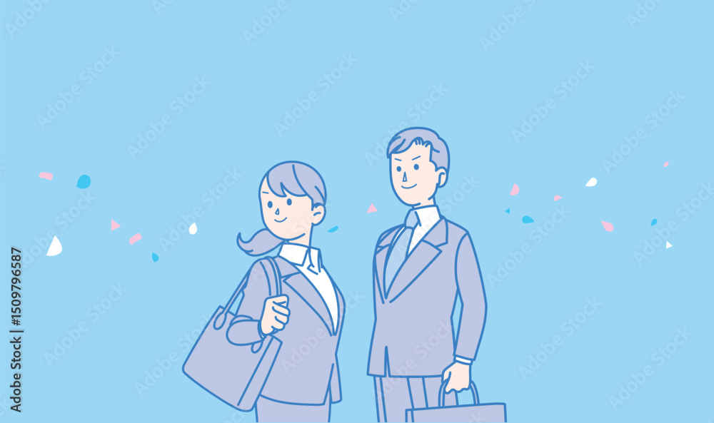 Obraz premium スーツ姿の男女のイラスト