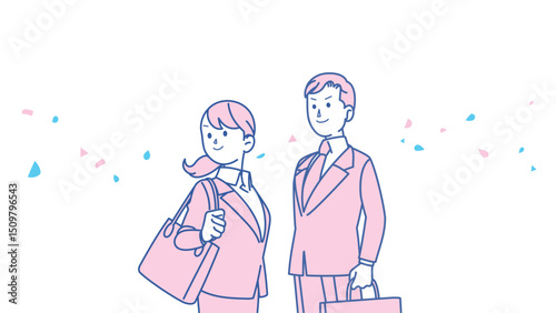 スーツ姿の男女のイラスト
