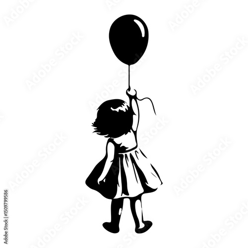 Girl letting go of balloon