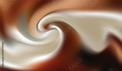 Dark chocolate swirl abstract background with flowing energy lines and brown curves