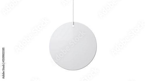 Blank Round Tag Hanging on String Perfect for Branding Design Mockup or Holiday Ornament