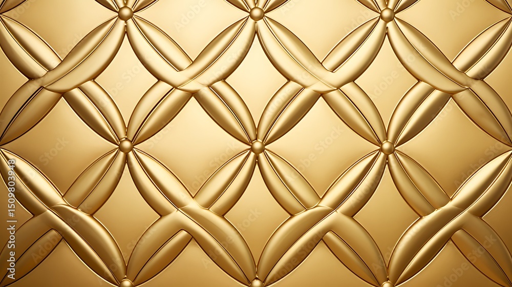 Fototapeta premium Golden leather luxury texture background with vintage upholstery pattern and stylish antique decor elements