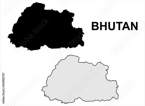 Bhutan Map vector design illustration.