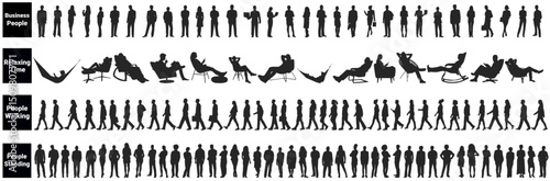 Architectural drawing of business people, relax time, people walking and people standing. 